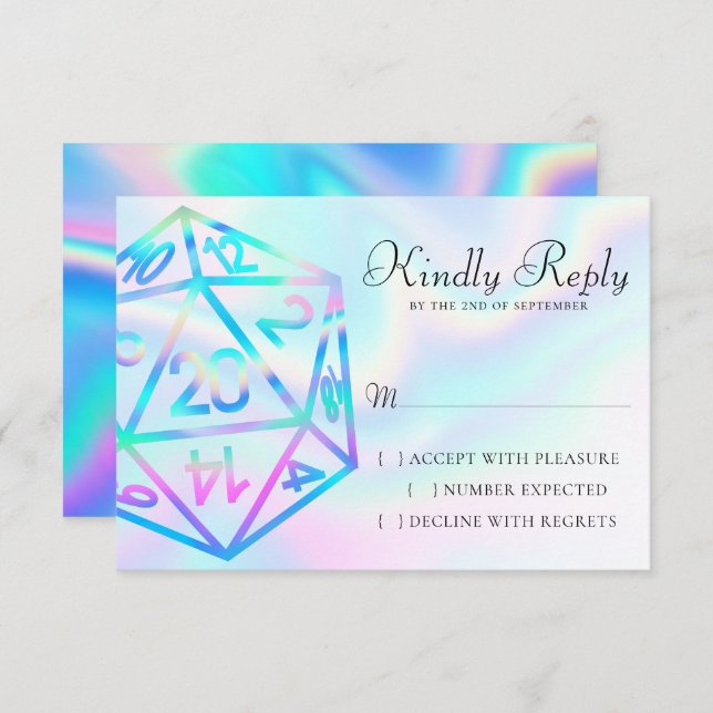 RPG Dice | Holo Fantasy Retro Tabletop PnP Gamer OSA Kort (Fram/baksida)