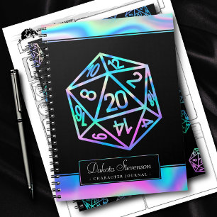 RPG Dice Holo Fantasy Tabletop Gamer Character Anteckningsbok