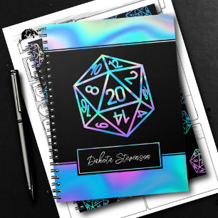 RPG Dice Holo Fantasy Tabletop Gamer Character Anteckningsbok