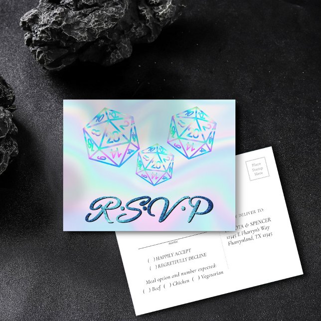 RPG Dice | Holo Fantasy Tabletop Gamer Entree OSA Inbjudan Vykort (Skapare uppladdad)