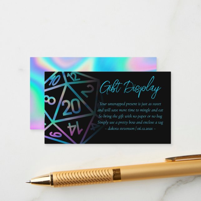 RPG Dice | Holo Fantasy Tabletop Gifts on Visning Tilläggskort (Fram/Back In Situ)