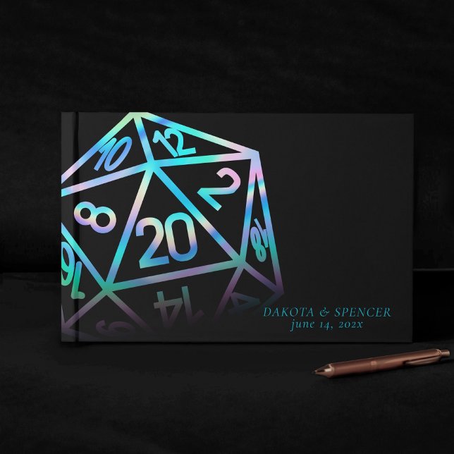 RPG Dice | Holo Fantasy Tabletop PnP Gamer Anpassn Gästböcker (Skapare uppladdad)