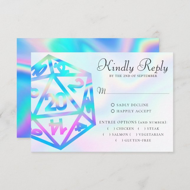 RPG Dice | Holo Fantasy Tabletop PnP Gamer Entree OSA Kort (Fram/baksida)