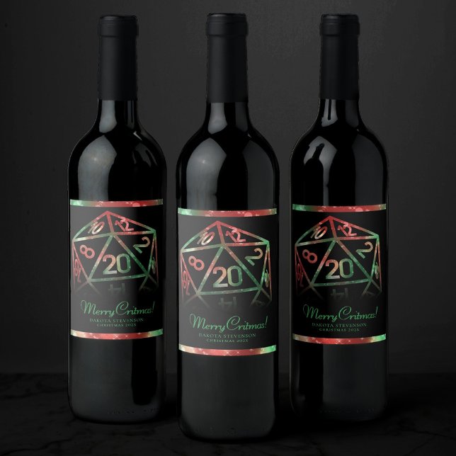 RPG Dice | JULAFTON Fantasy Tabletop Gamer Anpassn Vinflaska Etikett (Skapare uppladdad)