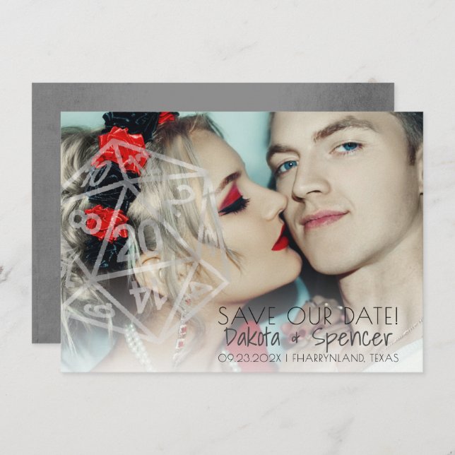 RPG Dice | Klassiskt Fantasy Tabletop Gamer Photo Spara Datumet (Fram/baksida)