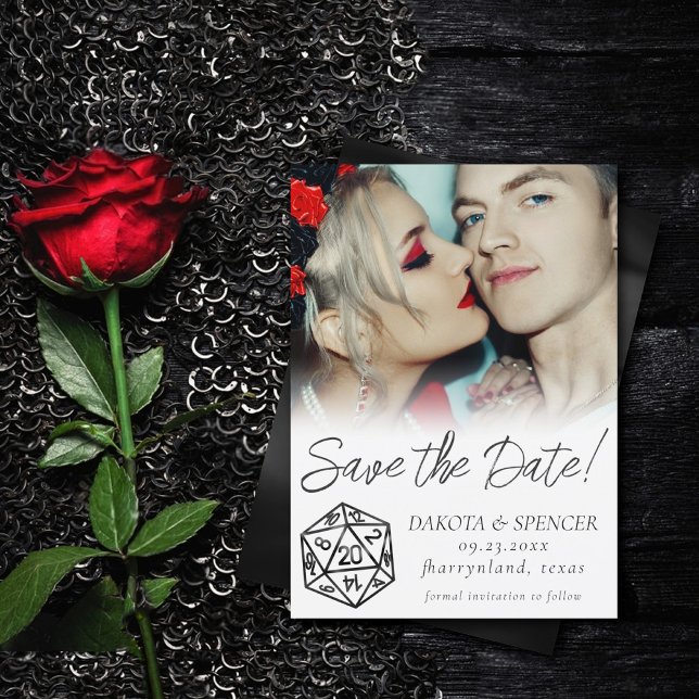 RPG Dice | Klassiskt Fantasy Tabletop Gamer Photo Spara Datumet (Skapare uppladdad)