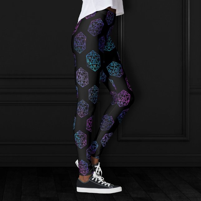RPG Dice | Nebula Fantasy Retro Tabletop PnP Gamer Leggings (Skapare uppladdad)