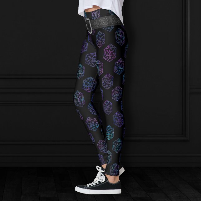 RPG Dice | Nebula Fantasy Retro Tabletop PnP Gamer Leggings (Skapare uppladdad)