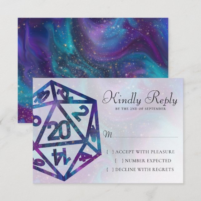 RPG Dice | Nebula Fantasy Retro Tabletop PnP Gamer OSA Kort (Fram/baksida)