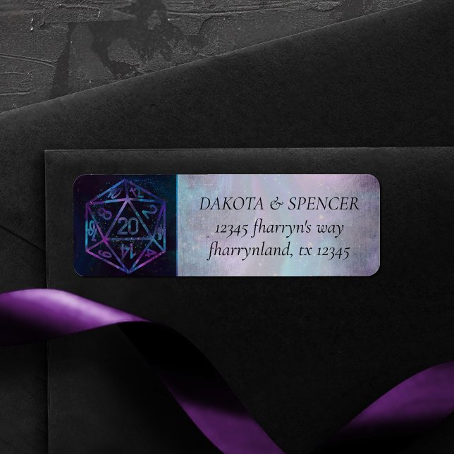 RPG Dice | Nebula Fantasy Tabletop Gamer Adress Returadress Etikett (Skapare uppladdad)