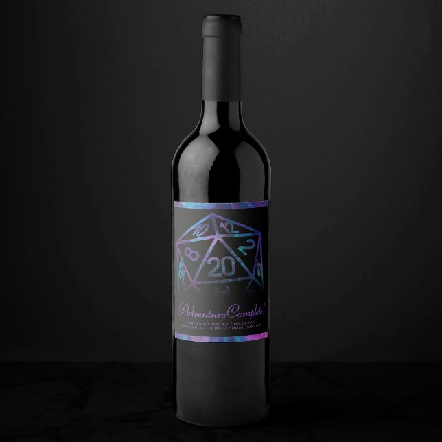 RPG Dice | Nebula Fantasy Tabletop Gamer Tack Vinflaska Etikett (Skapare uppladdad)