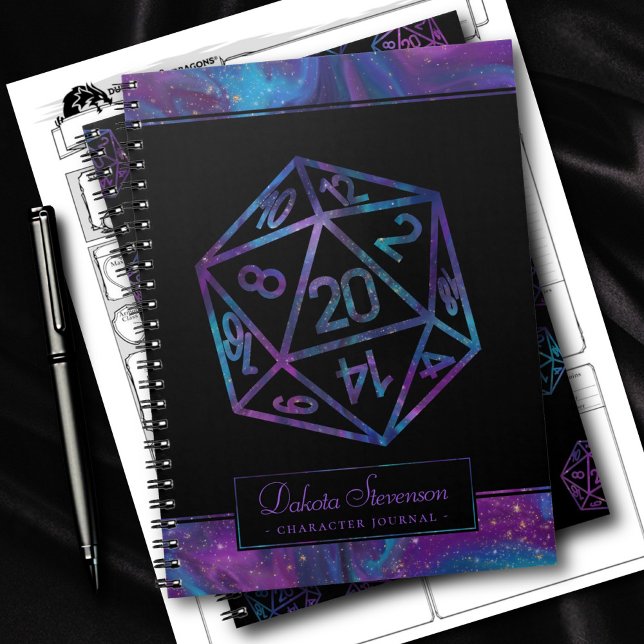 RPG Dice | Nebula Fantasy Tabletop Gamer-tecken Anteckningsbok (Skapare uppladdad)