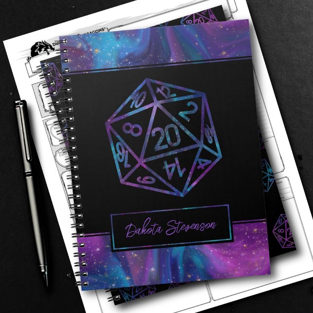 RPG Dice | Nebula Fantasy Tabletop Gamer-tecken Anteckningsbok (Skapare uppladdad)