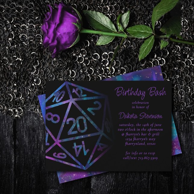 RPG Dice | Nebula Fantasy Tabletop PnP Gamer Party Inbjudningar (Skapare uppladdad)