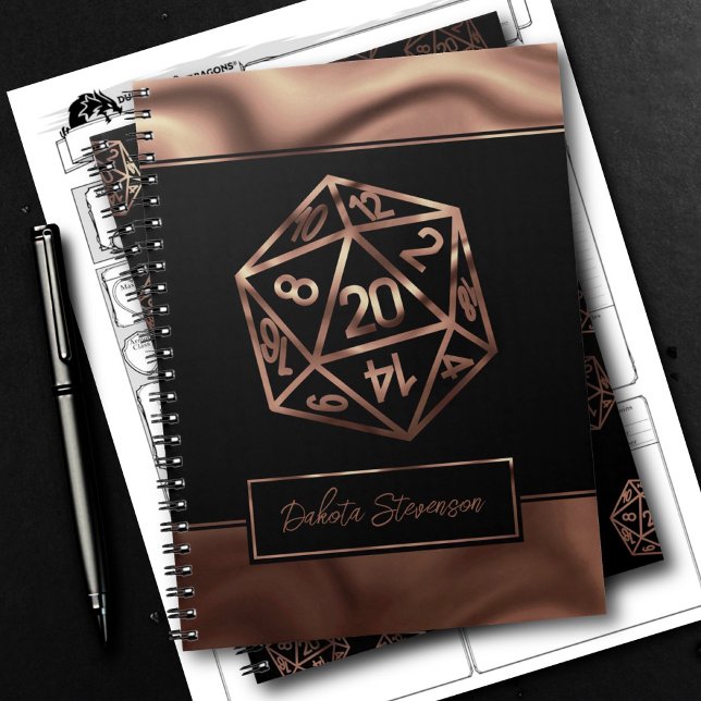 RPG Dice | Tablett Tablop Gamer-tecken för koppar  Anteckningsbok (Skapare uppladdad)
