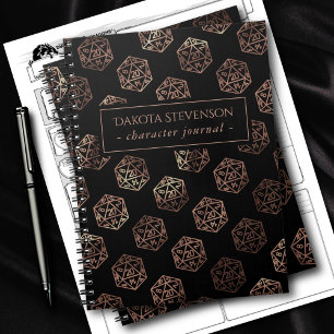 RPG Dice   Tablett Tablop Gamer-tecken för koppar  Anteckningsbok
