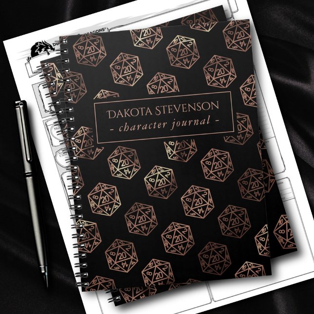RPG Dice | Tablett Tablop Gamer-tecken för koppar  Anteckningsbok (Skapare uppladdad)