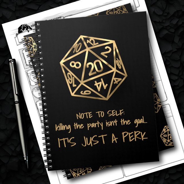 RPG DM Humor | Guld som dödar Party är en Perk Anteckningsbok (Skapare uppladdad)