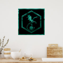 RPG Dragon | Emerald Fantasy Tabletop Gamer Dice Poster