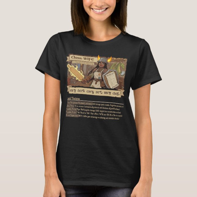 RPG Family - Class Wife with STATS - style A T Shirt (Framsida)