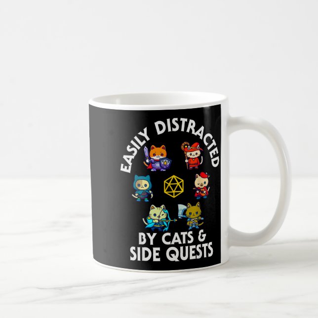 Rpg Gamer Cats Side Quest Funny Nerd Adhd Cat Men  Kaffemugg (Höger)