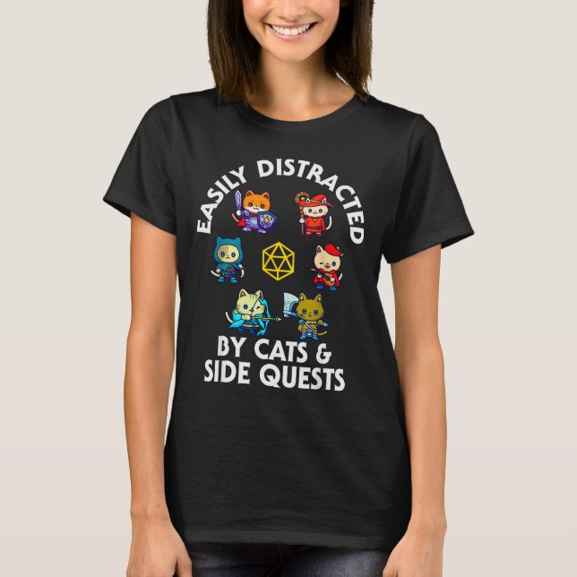 Rpg Gamer Cats Side Quest Funny Nerd Adhd Cat Men  T Shirt (Framsida)
