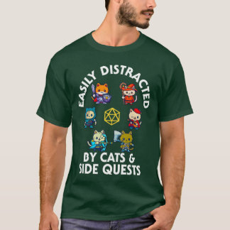 RPG Gamer Cats Side Quest Funny Nerd ADHD Cat Men  T Shirt