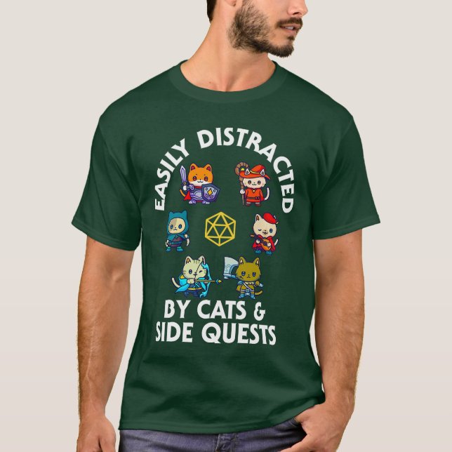 RPG Gamer Cats Side Quest Funny Nerd ADHD Cat Men  T Shirt (Framsida)