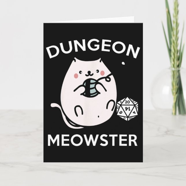 Rpg Gamer Cats Side Quest Funny Nerd D20 Dice Game Kort (Framsida)