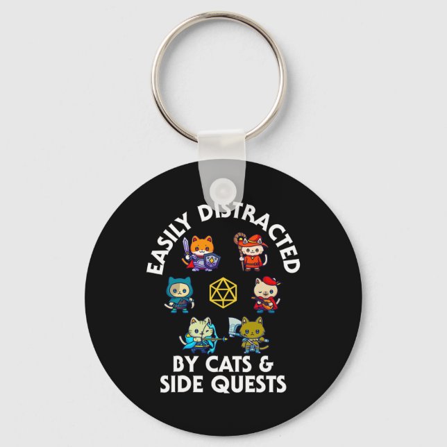 Rpg Gamer Katter Side Quest Rolig Nörd Adhd Katt M Nyckelring (Framsida)