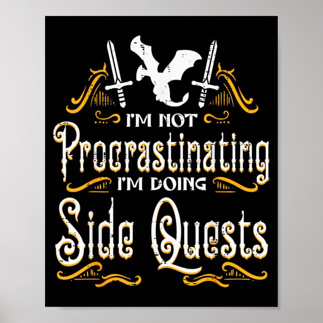 Rpg Gamer Not Procrastinating Side Quest Funny Men Poster (Framsidan)