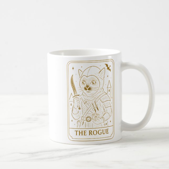 Rpg Gamer Rogue D20 Dice Nerdy Geek Cat Manar Kvin Kaffemugg (Höger)
