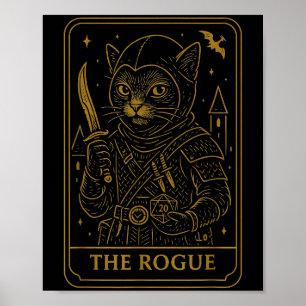 Rpg Gamer Rogue D20 Dice Nerdy Geek Cat Manar Kvin Poster