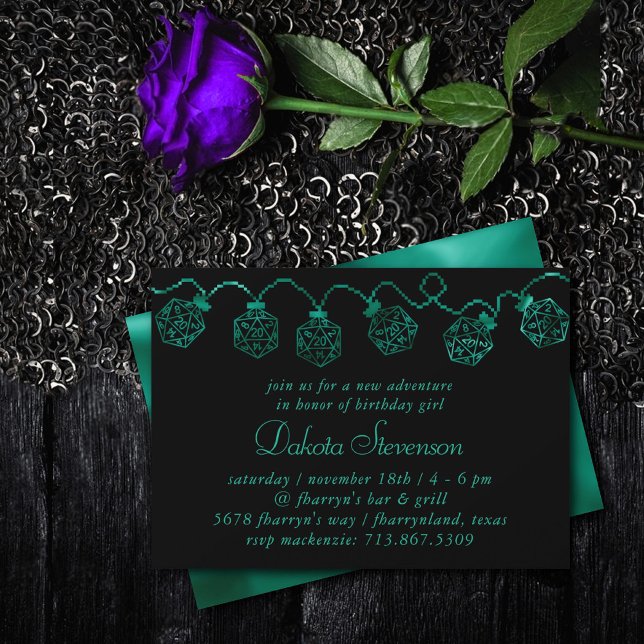 RPG Ljus | Emerald Fantasy Tabletop Gamer Dice Inbjudningar (Skapare uppladdad)