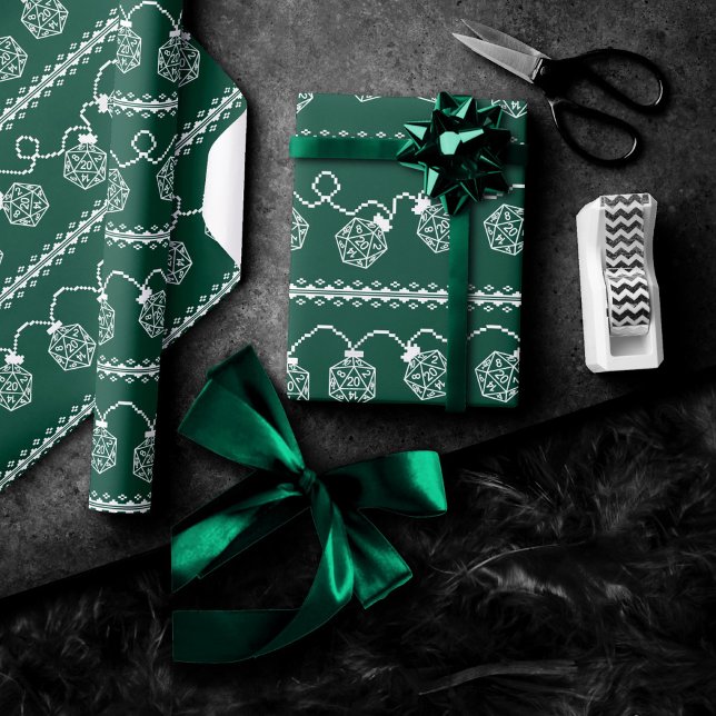 RPG Ljus Grönt | Fantasy Tabletop Gamer Dice Presentpapper (Skapare uppladdad)