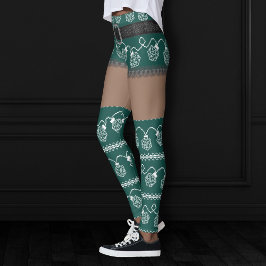 RPG Ljus Grönt | Retro Ugly Sweater Mörk Skin Leggings