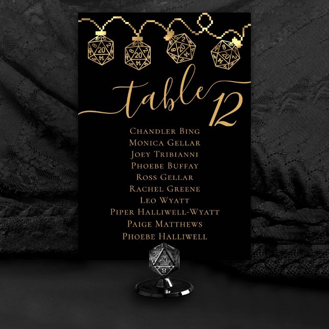 RPG Ljus | Guld Fantasy Tabletop Dice Guest Namn Bordsnummer (Skapare uppladdad)
