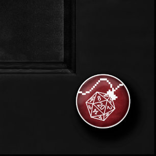 RPG Ljus Red   Fantasy Tabletop Retro Gamer Dice Knopp