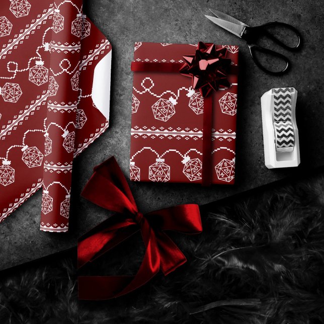 RPG Ljus Red | Fantasy Tabletop Retro Gamer Dice Presentpapper (Skapare uppladdad)