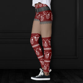 RPG Ljus Red | Retro Ugly Sweater Mörk Skin Leggings