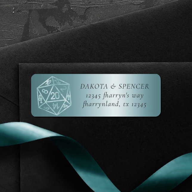 RPG Luxe | Aqua Fantasy Brädspelaradress Returadress Etikett (Skapare uppladdad)
