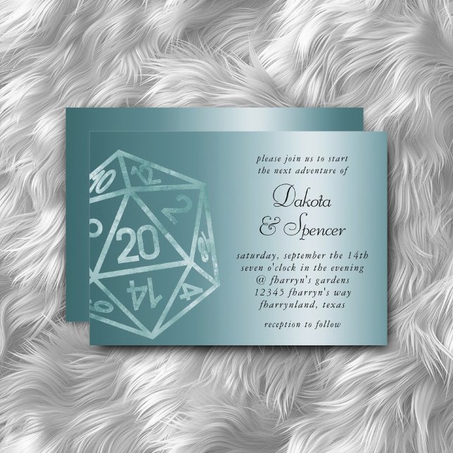 RPG Luxe | Aqua Sheen Fantasy Tabletop Gamer Dice Inbjudningar (Skapare uppladdad)