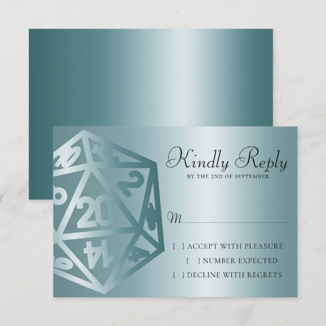 RPG Luxe | Aqua Sheen Fantasy Tabletop Gamer Dice OSA Kort (Fram/baksida)