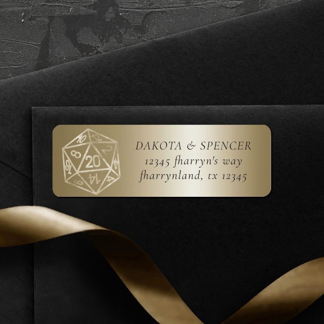 RPG Luxe | Guld Fantasy Tabletop Gamer Adress Returadress Etikett (Skapare uppladdad)