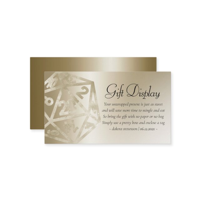 RPG Luxe | Guld Tabletop Gamer Dice Gift Visning Tilläggskort (Fram/Back In Situ)