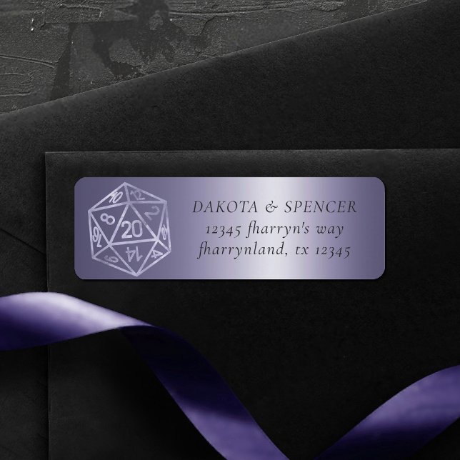 RPG Luxe | Purple Fantasy Brädspelaradress Returadress Etikett (Skapare uppladdad)