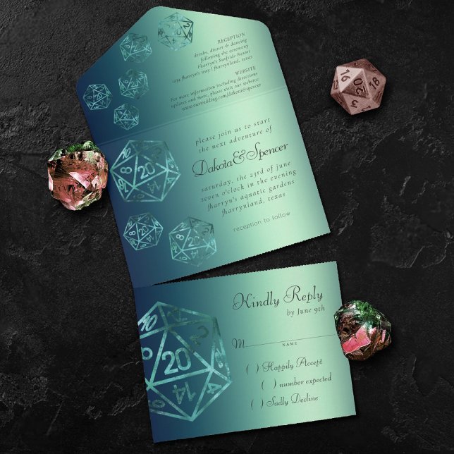 RPG Luxe | Teal Sheen Fantasy Tabletop Gamer Dice (Skapare uppladdad)