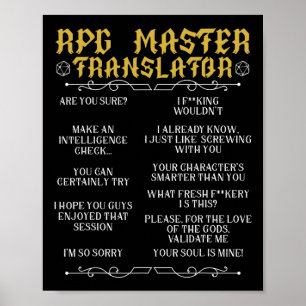Rpg Master-översättare D20 Bordsspel Roligt Rpg Poster