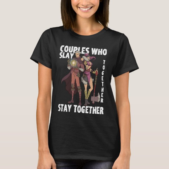 RPG Role Play  Idea Valentine's Day Gamer Couple C T Shirt (Framsida)