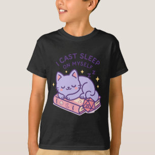 Rpg-spelare Nördigt katt sover D20 Tärning För Kat T Shirt